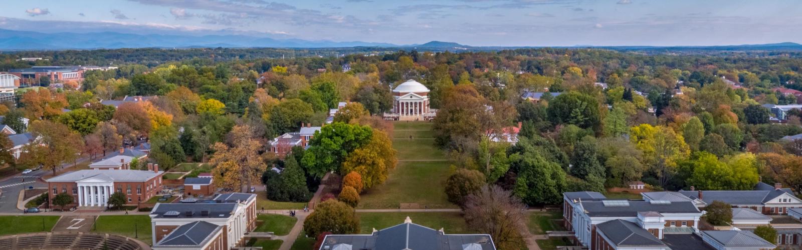 Aerial view of UVA Grounds